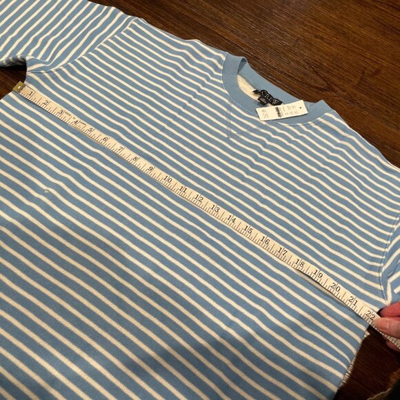 NWT FLAWED J.Crew Sz XS Heritage Terry Relaxed Crewneck Sweatshirt Blue Stripe - Picture 7 of 10